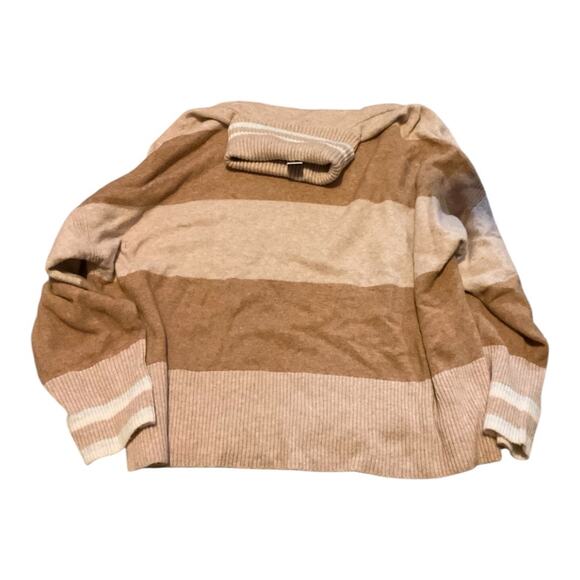 J. Crew Sweater Turtleneck Women 2X Tan Stripes NWT - Picture 3 of 6